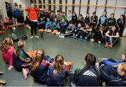 29 October 2016; Armagh senior football strength and conditioning coach Julie Davis lead a discussion on preventing injury in the dressing rooms during the GAA Youth Forum 2016 at Croke Park in Dublin. Photo by Cody Glenn/Sportsfile