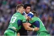 29 October 2016; Joey Carbery of Leinster is tackled by Peter Robb, left, and Jack Carty of Connacht during the Guinness PRO12 Round 7 match between Leinster and Connacht at the RDS Arena, Ballsbridge, in Dublin. Photo by Ramsey Cardy/Sportsfile