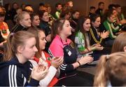 29 October 2016; Youth attendees applaud the speakers after a Q&A session during the GAA Youth Forum 2016 at Croke Park in Dublin. Photo by Cody Glenn/Sportsfile