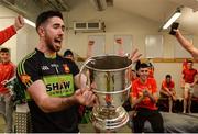 29 October 2016; Castlebar Mitchels captain Rory Byrne brings the MocClair Cup into the winning dressing room after the Mayo Senior Club Football Championship Final match between Castlebar Mitchels and Knockmore at Elverys MacHale Park in Castlebar, Co. Mayo. Photo by Piaras Ó Mídheach/Sportsfile