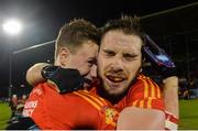 29 October 2016; Eoghan O'Reilly, left, and Fergal Durkan of Castlebar Mitchels celebrate after the Mayo Senior Club Football Championship Final match between Castlebar Mitchels and Knockmore at Elverys MacHale Park in Castlebar, Co. Mayo. Photo by Piaras Ó Mídheach/Sportsfile