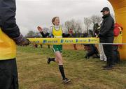 12 March 2011; Siofra Cleirigh Buttner, Colaiste Iosagain, Co. Dublin, crosses the line to win the Intermediate Girls race at the AVIVA All-Ireland Schools Cross Country Championships 2011. National Sports Campus, Abbotstown, Dublin. Photo by Sportsfile