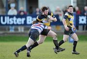 19 February 2011; Brendan Guilfoyle, Young Munster, is tackled by Rob Keogh, Blackrock. Ulster Bank League Division 1A, Blackrock v Young Munster, Stradbrook Road, Blackrock, Dublin. Picture credit: Ray McManus / SPORTSFILE