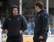 15 March 2010; Ireland's Cian Healy and David Wallace, right, who didn't take part in squad training ahead of their RBS Six Nations Rugby Championship game against England on Saturday. Ireland Rugby Squad Training, RDS, Ballsbridge, Dublin. Picture credit: Brian Lawless / SPORTSFILE