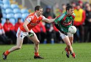 13 March 2011; Aidan Kilcoyne, Mayo, in action against Finnian Moriarty, Armagh. Allianz Football League, Division 1, Round 4, Mayo v Armagh, McHale Park, Castlebar, Co. Mayo. Picture credit: Brian Lawless / SPORTSFILE