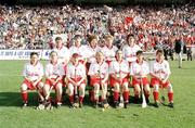 22 September 1996; The Cork team, back row, from left to right, Vivienne Harris, Paula Goggins, Kathleen Costine, Linda Mellerick, Eithne Duggan, front row, from left to right, Margaret Finn, Mary O'Connor, Denise Cronin, Therese O'Callaghan, Lynn Dunlea, Sandie Fitzgibbon, and Fiona O'Driscoll. All-Ireland Senior Camogie Championship Final, Cork v Galway, Croke Park, Dublin. Picture credit: Ray McManus / SPORTSFILE