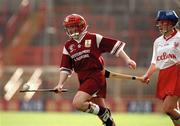 22 September 1996; Carmel Hannon, Galway, in action against Denise Cronin, Cork. All-Ireland Senior Camogie Championship Final, Cork v Galway, Croke Park, Dublin. Picture credit: Ray McManus / SPORTSFILE