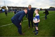 29 October 2016; Leinster matchday mascot Adam McCormick, from Threemilehouse, Co. Monaghan, with Leinster's Tadhg Furlong and Bryan Byrne ahead of the Guinness PRO12 Round 7 match between Leinster and Connacht at the RDS Arena, Ballsbridge, in Dublin. Photo by Stephen McCarthy/Sportsfile