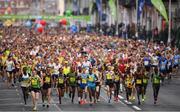 30 October 2016; A view of the 19,500 runners who took to the Fitzwilliam Square start line to participate in the 37th running of the SSE Airtricity Dublin Marathon 2016, making it the fourth largest marathon in Europe. Photo by Stephen McCarthy/Sportsfile