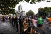 30 October 2016; Runners pass Christchurch Cathedral during the SSE Airtricity Dublin Marathon 2016 in Dublin City. 19,500 runners took to the Fitzwilliam Square start line to participate in the 37th running of the SSE Airtricity Dublin Marathon, making it the fourth largest marathon in Europe. Photo by Ramsey Cardy/Sportsfile