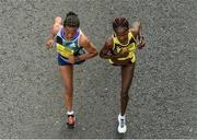 30 October 2016; Ehite Bizuayehu Gebireyes from Ethiopia, left, Helalia Johannes from Nambia lead the women's race during the SSE Airtricity Dublin Marathon 2016 on the Stillorgan Road approaching UCD. 19,500 runners took to the Fitzwilliam Square start line to participate in the 37th running of the SSE Airtricity Dublin Marathon, making it the fourth largest marathon in Europe. Photo by Piaras Ó Mídheach/Sportsfile