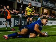 29 October 2016; Adam Byrne of Leinster scores his side's first try during the Guinness PRO12 Round 7 match between Leinster and Connacht at the RDS Arena, Ballsbridge, in Dublin. Photo by Seb Daly/Sportsfile