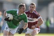30 October 2016; Stephen Lawlor of Stradbally in action against Gary Rogers of St Columbas Mullinalaghta during the AIB Leinster GAA Football Senior Club Championship first round game between St Columbas Mullinalaghta and Stradbally at Glennon Brothers Pearse Park in Longford. Photo by David Maher/Sportsfile