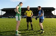 30 October 2016; Referee Cormac Reilly is joined by captains Bryan Menton of Donaghmore/Ashbourne, left, and Joe Lyons of Simonstown Gaels, right, for the coin toss ahead of the Meath County Senior Club Football Championship Final game between Donaghmore/Ashbourne and Simonstown at Pairc Táilteann in Navan, Co. Meath. Photo by Seb Daly/Sportsfile