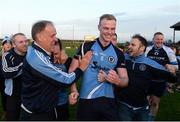 30 October 2016; Brían Conlon of Simonstown Gaels celebrates with supporters following his team's victory in the Meath County Senior Club Football Championship Final game between Donaghmore/Ashbourne and Simonstown at Pairc Táilteann in Navan, Co. Meath. Photo by Seb Daly/Sportsfile