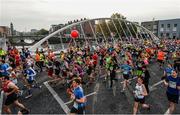 30 October 2016; Runners pass James Joyce bridge during the SSE Airtricity Dublin Marathon 2016 in Dublin City. 19,500 runners took to the Fitzwilliam Square start line to participate in the 37th running of the SSE Airtricity Dublin Marathon, making it the fourth largest marathon in Europe. Photo by Seb Daly/Sportsfile