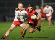 16 March 2011; Aaron Brannigan, Down, in action against Dermot McNally, Tyrone. Cadbury Ulster GAA Football Under 21 Championship Quarter-Final, Down v Tyrone, Pairc Esler, Newry, Co. Down. Picture credit: Oliver McVeigh / SPORTSFILE