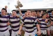 17 March 2011; Clongowes Wood College SJ players, including Nick McCarthy, centre, celebrate their side's victory. Powerade Leinster Schools Senior Cup Final, Cistercian College Roscrea v Clongowes Wood College SJ, RDS, Ballsbridge, Dublin. Picture credit: Stephen McCarthy / SPORTSFILE