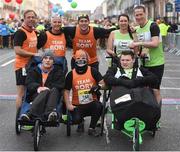 30 October 2016; Team Rory and Team Kerr ahead of the wheelchair race during the SSE Airtricity Dublin Marathon 2016 in Dublin City. 19,500 runners took to the Fitzwilliam Square start line to participate in the 37th running of the SSE Airtricity Dublin Marathon, making it the fourth largest marathon in Europe. Photo by Cody Glenn/Sportsfile