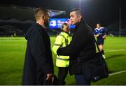 29 October 2016; Leinster's Sean O'Brien in conversation with former Munster player Alan Quinlan following the Guinness PRO12 Round 7 match between Leinster and Connacht at the RDS Arena, Ballsbridge, in Dublin. Photo by Ramsey Cardy/Sportsfile