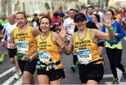 30 October 2016; Sharon Phibbs, Deborah Kelly and Emma Murphy of Bros Pearse A.C. during the SSE Airtricity Dublin Marathon 2016 in Dublin City. 19,500 runners took to the Fitzwilliam Square start line to participate in the 37th running of the SSE Airtricity Dublin Marathon, making it the fourth largest marathon in Europe. Photo by Stephen McCarthy/Sportsfile