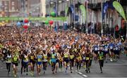 30 October 2016; A view of the 19,500 runners who took to the Fitzwilliam Square start line to participate in the 37th running of the SSE Airtricity Dublin Marathon 2016, making it the fourth largest marathon in Europe. Photo by Stephen McCarthy/Sportsfile