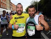 30 October 2016; 2FM’s Breakfast Republic host Keith Walsh, left, and John Free following the SSE Airtricity Dublin Marathon 2016 in Dublin City. 19,500 runners took to the Fitzwilliam Square start line to participate in the 37th running of the SSE Airtricity Dublin Marathon, making it the fourth largest marathon in Europe. Photo by Stephen McCarthy/Sportsfile