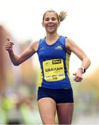 30 October 2016; Laura Graham of Mourne Runners on her way to winning the Irish Women's National Marathon Championship during the SSE Airtricity Dublin Marathon 2016 at Merrion Square in Dublin City. 19,500 runners took to the Fitzwilliam Square start line today to participate in the 37th running of the SSE Airtricity Dublin Marathon, making it the fourth largest marathon in Europe. Photo by Stephen McCarthy/Sportsfile