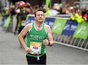 30 October 2016; Justin Delmer of Newbridge AC during the SSE Airtricity Dublin Marathon 2016 in Dublin City. 19,500 runners took to the Fitzwilliam Square start line to participate in the 37th running of the SSE Airtricity Dublin Marathon, making it the fourth largest marathon in Europe. Photo by Stephen McCarthy/Sportsfile