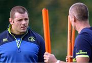 31 October 2016; Mike Ross, left, of Leinster, and senior coach Stuart Lancaster, right, during squad training at UCD in Belfield, Dublin. Photo by Seb Daly/Sportsfile
