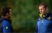 31 October 2016; Mike Ross, right, of Leinster, and scrum coach John Fogarty, left, during squad training at UCD in Belfield, Dublin. Photo by Seb Daly/Sportsfile