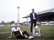 31 October 2016; Daryl Horgan, seated, and Stephen Kenny manager of Dundalk during a Dundalk Press day ahead of the Daily Mail FAI Cup Senior Final at Oriel Park in Dundalk, Co.Louth. Photo by David Maher/Sportsfile