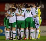 31 October 2016; The Republic of Ireland huddle before the UEFA European Women's U17 Championship Qualifier match between the Republic of Ireland and Iceland at Turner's Cross in Cork. Photo by Eóin Noonan/Sportsfile