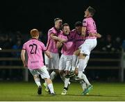 31 October 2016; Lee Chin of Wexford Youths celebrates after scoring his side's second goal against Drogheda United with his team-mates during the SSE Airtricity Promotion/Relegation play-off - First leg match between Wexford Youths and Drogheda United at Ferrycarrig Park in Wexford. Photo by Matt Browne/Sportsfile
