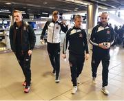 1 November 2016; Dundalk players from left, Dean Shiels, Sean Gannon, Daryl Horgan and Alan Keane at Dublin Airport prior to their departure for their UEFA Europa game against Zenit St. Petersburg at Dublin Airport in Dublin. Photo by David Maher/Sportsfile