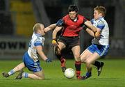 19 March 2011; Martin Clarke, Down, in action against Dick Clerkin, left, and Kieran Duffy, Monaghan. Allianz Football League Division 1 Round 5, Down v Monaghan, Pairc Esler, Newry, Co. Down. Photo by Sportsfile