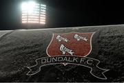 3 November 2016; The Dundalk crest on the away dugout ahead of the UEFA Europa League Group D Matchday 4 match between Zenit St Petersburg v Dundalk at Stadion Pertrovskiy in St Petersburg, Russia. Photo by David Maher/Sportsfile