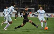 3 November 2016; Ronan Finn of Dundalk in action against Aleksandr Kerzhakov, right, Axel Witsel of Zenit St Petersburg during the UEFA Europa League Group D Matchday 4 match between Zenit St Petersburg v Dundalk at Stadion Pertrovskiy in St Petersburg, Russia. Photo by David Maher/Sportsfile