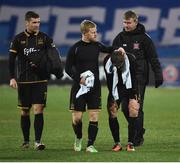 3 November 2016; Daryl Horgan, centre, with Dane Massey, Patrick McEleney and Dundalk manager Stephen Kenny after the UEFA Europa League Group D Matchday 4 match between Zenit St Petersburg v Dundalk at Stadion Pertrovskiy in St Petersburg, Russia. Photo by David Maher/Sportsfile
