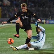 3 November 2016; John Mountney of Dundalk in action against Domenico Criscito of Zenit St Petersburg  during the UEFA Europa League Group D Matchday 4 match between Zenit St Petersburg v Dundalk at Stadion Pertrovskiy in St Petersburg, Russia. Photo by David Maher/Sportsfile