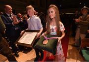 3 November 2016; Meghan and Cathal Heffernan during the Olympic Medal Presentation Ceremony where race walker Robert Heffernan was presented with the 2012 London Olympic Men's 50km Race Walk Bronze Medal at City Hall in Cork. A result of decisions in relation to six Russian athletes including racewalker Sergey Kirdyapkin who won the Gold Medal at the Olympic Games in London in 2012 smashing the 50km World Record Heffernan who finished fourth in the same race has been retrospectively awarded a Bronze following Kirdyapkin’s disqualification.  Photo by Stephen McCarthy/Sportsfile