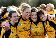20 March 2011; DCU players, from left, Aisling Barrett, Amy McGuinness, Donna English and Nimah McEvoy following their side's victory. O'Connor Cup Final 2011, Dublin City University v University of Ulster Jordanstown, University of Limerick, Limerick. Picture credit: Stephen McCarthy / SPORTSFILE