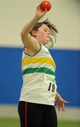 19 March 2011; Nicole Kehoe Dowling, from St Albans AC, in action during the U13 Girls Shot Putt. Woodie’s DIY National Juvenile Indoor Championships, Meadowbank Indoor Arena, Magherafelt, Derry. Picture credit: Oliver McVeigh / SPORTSFILE