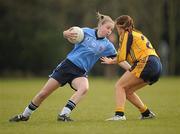 20 March 2011; Eimear Kane, UUJ, in action against Mary Naughton, DCU. O'Connor Cup Final 2011, Dublin City University v University of Ulster Jordanstown, University of Limerick, Limerick. Picture credit: Stephen McCarthy / SPORTSFILE