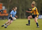 20 March 2011; Sinead Fegan, UUJ, in action against Amy McGuinness, DCU. O'Connor Cup Final 2011, Dublin City University v University of Ulster Jordanstown, University of Limerick, Limerick. Picture credit: Stephen McCarthy / SPORTSFILE