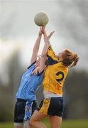 20 March 2011; Sinead O'Mahony, DCU, in action against Naomi McMullan, UUJ. O'Connor Cup Final 2011, Dublin City University v University of Ulster Jordanstown, University of Limerick, Limerick. Picture credit: Stephen McCarthy / SPORTSFILE