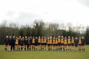 20 March 2011; The DCU squad during the national anthem. O'Connor Cup Final 2011, Dublin City University v University of Ulster Jordanstown, University of Limerick, Limerick. Picture credit: Stephen McCarthy / SPORTSFILE