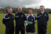 20 March 2011; Match officials, from left, Pat Kehoe, Eugene O'Hare, Sean Joy and PJ Rabbitte. O'Connor Cup Final 2011, Dublin City University v University of Ulster Jordanstown, University of Limerick, Limerick. Picture credit: Stephen McCarthy / SPORTSFILE