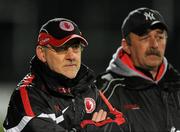 19 March 2011; Tyrone manager Mickey Harte, and Tony Donnelly, near the end of the game. Allianz Football League Division 2 Round 5, Laois v Tyrone, O'Moore Park, Portlaoise, Co. Laois. Picture credit: Ray McManus / SPORTSFILE