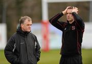 21 March 2011; Ulster's head coach Brian McLaughlin with assistant strength and conditioning coach Kevin Geary during squad training ahead of their Celtic League match against Glasgow Warriors on Friday. Ulster Rugby Squad Training, Newforge Training Ground, Belfast, Co. Antrim. Picture credit: Oliver McVeigh / SPORTSFILE